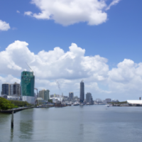 Brisbane harbour in the daytime with lots of sunshine